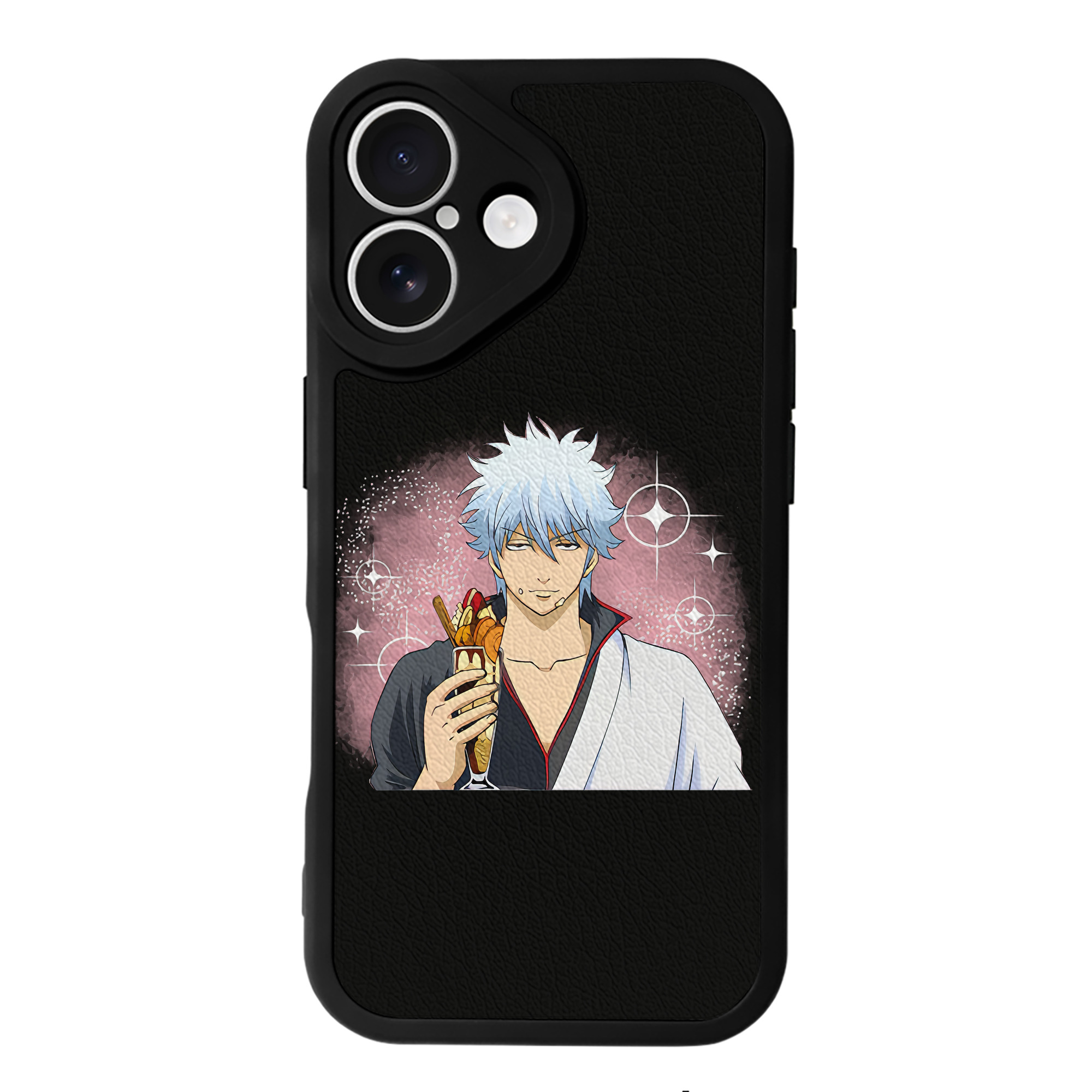 （画像用） ぎんたま 坂田銀時（さかたぎんとき） 神楽 志村新八（しむら しんぱち） GINTAMA Sakata Gintoki Kagura Shimura Shinpachi 【iPhone 16シリーズ対応】シリコンスマホケース（レザー調） 材質：シリコン